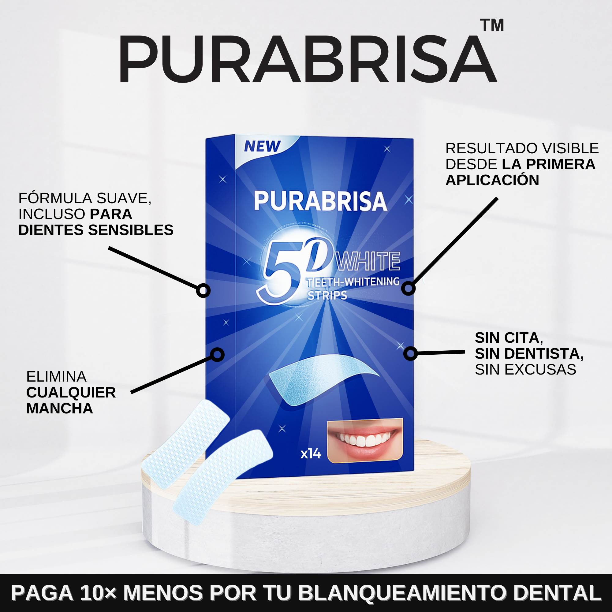 Tiras Blanqueadoras Profesionales - Blanquea 4X Más Sin Sensibilidad
